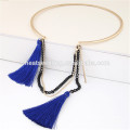 charm style trendy alloy half open tassel choker collar necklace